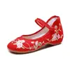Zapatos de Tela Bordados Estilo Retro Chino Lisos Elegantes para Danza de Persecución de Sueños Hanfu, Suela Suave, Tacón Pequeño, Zapatos de Una Sola Capa para Mujer