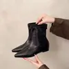 Botines Versátiles para Combinar con Faldas, Nuevo Estilo 2025, Botines Nude de Punta que Aumentan la Altura y Alargan las Piernas, Botines Elásticos Ajustados de Moda y Versátiles