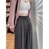 Pantalones de Pierna Ancha Estrechos de Seda Amoniacal de Cobre para Mujer Primavera Otoño y Verano Delgados Cintura Alta Drapeado Protección Solar Casual Rectos