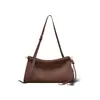 2026 Nuevo Estilo Otoño Bolso Clip Suede Primera Capa Bolso Baguette Cuero Genuino Retro Bolso Grande de Hombro Cruzado