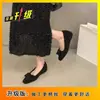Zapatos Planos de Lana Estilo Coreano Preciosos Estilo Francés Modelo Nuevo 2026 con un Toque de Lujo, Lazo, Elegante Boca Baja y Aumento de Altura Oculto