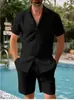 Camisa de manga corta para hombre Amazon 2024 Nuevo traje Verano Holgada Casual de Algodón y Lino Camisa Cardigan en stock