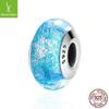 Transfronteiriço europeu e americano 925 contas de vidro de prata contas de corte azul pó solto DIY pulseira acessórios SCZ054