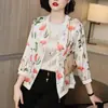 Chaqueta de béisbol estampada con protección solar para mujer, nuevo estilo verano 2025, talla grande, chaqueta holgada, top tipo cárdigan, abrigo corto de primavera y otoño, moderno