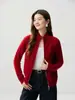 Estilo Old Money~ Cuello Alto Cremallera Doble Cardigan de Cachemir para Mujer Textura de Punto Trenzado Prendas de Punto Capa Base Engrosada Ropa de Abrigo