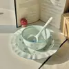Juego de Vajilla para Uso Doméstico Primer Nevado Tazón de Cerámica Juego de Tazones de Alto Valor Juego de Vajilla para Una Persona Tazón de Arroz Plato Tazón de Postre