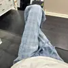 Jeans de cuadros retro de calle para hombre, diseño coreano, pantalones holgados de pierna ancha con caída y cintura elástica