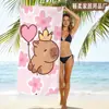 Atacado de fábrica transfronteiriço toalha de praia de capivara de desenho animado infantil, toalha de banho de fibra ultrafina de secagem rápida, toalha absorvente