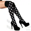 Calcetines de Punto de Lunares por Encima de la Rodilla de Temporada Primavera-Otoño del Fabricante, Calcetines Largos Estampados de Moda y Versátiles al por Mayor