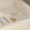 Anillo Abierto de Dos Tonos Electroplateado de Moda Estilo Coreano y Japonés para Mujer, Lujo Ligero, Gama Alta, Anillo Único y Elegante