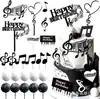 23 Piezas Decoración para Pastel de Música Rock Notas de Guitarra Bolas Blancas y Negras Adecuado para Decoración de Fiesta de Cumpleaños con Temática Rock