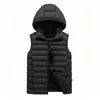 Chaleco chaqueta para hombre, chaleco de algodón casual engrosado para otoño e invierno, chaleco de algodón con capucha, prenda exterior cálida, chaleco versátil