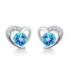 Pendientes Transfronterizos de Plata S925 para Nuevo Producto Estilo Coreano Clásico Pendientes en Forma de Corazón Disponibles en Cinco Colores Pendientes Populares Exquisitos Venta al por Mayor