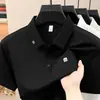 Camiseta Masculina de Algodão e Seda Manga Curta Verão Novo Estilo Business Casual Bordada Fresca Respirável Camiseta Masculina Manga Curta Atacado