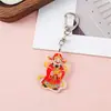 Chaveiro de Acrílico Dupla Face do Deus da Fortuna Desenho Animado Decoração Criativa de Ano Novo Pingente de Mochila Pequeno Presente Ornamentado Atrai-Fortuna