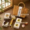 Cesta de Mano Tejida de Bambú Vintage de Mediados de Otoño Set de Regalo para Clientes de Negocios Corporativos, Beneficios para Empleados y Set de Regalo de Pasteles de Luna