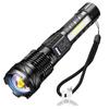 Nuevo fuerte luz recargable por USB transfronterizo iluminación de emergencia para camping al aire libre linterna láser blanca con luz de trabajo COB