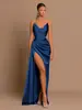 Vestido de Tirantes Finos con Abertura Ajustado 2027 Ropa Femenina Transfronteriza Satén de Socialité Ceñidor de Cintura Escote Profundo Tirantes Finos Temperamento Sexy