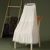 Falda de pastel plisada con ribete de encaje hecha a medida para mujer, dobladillo amplio, nuevo estilo de otoño, de cintura alta, corte A, adecuada para cuerpo tipo pera, que cubre la cadera