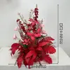 Arreglos de flores artificiales para bodas, arreglos florales para decoración de pasillo, decoraciones de escaparate de compromiso con temática de bosque, arreglos de escena de boda de color rojo rosa