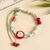 Pulseira de Cerâmica Jingdezhen Estilo Chinês Retrô Pulseira de Contas de Cerâmica Desenho Animado Artesanal Trançado Ajustável Barraca de Rua Atacado