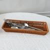 Suministro Mimbre Sintético Vajilla Cesta para Palillos Rectangular Cesta Escurridora Cesta para Cuchillos y Tenedores Creativa Cesta para Frutas y Pan Cesta de Almacenamiento