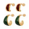 Estilo britânico retro nicho elegante geométrico jóias peso cor esmalte design cobre material crescente brincos