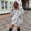 Suéter de color liso con capucha, manga larga, holgado y grueso, color negro, para mujer, de AliExpress, con explosiones europeas y americanas de primavera 2023