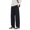 Pantalones casuales de punto de sarga con caída, nueva colección otoño e invierno, cortavientos, cálidos, con felpa, amigables con la piel, suaves, de pierna recta, pantalones crujientes para hombre