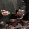 Tazón Giratorio de Té Hecho a Mano de Arcilla Púrpura con Tapa de Tres Partes, Adecuado para Uso Doméstico, Juego de Té de Gama Alta
