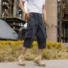 Calças casuais masculinas de verão, calças cropped de workwear, calças com múltiplos bolsos, novas calças largas estilo americano para homens