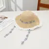 Sombrero de Paja Estilo Pastoral con Borde de Encaje y Decoración Floral Bordada, Sombrero de Sol para Mujer, Perfecto para Salidas y Sesiones de Fotos