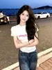 2026 Nuevo Estilo Puro Deseo Chica Caliente Estilo Verano Casual Único Nicho Cuello Redondo Camiseta Corta Mujer Corte Delgado Versátil Top