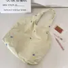 5692 Bolso de Hombro con Lazo Bordado Fresco, Bolso de Axila Estilo Chaleco, Bolso de Lona de Gran Capacidad, Bolsa de Compras para Salidas