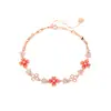 Pulseira de Trevo de Quatro Folhas em Prata de Lei S925 para Mulheres, Esmalte Rosa de Luxo Leve, Estilo Menina, Pulseira Exclusiva de Nicho, Estilo da Moda da Celebridade da Internet