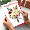 Compra Directa Transfronteriza de 1 Set de Tarjeta de Felicitación de Cumpleaños con Ilustración de Ramo Creativo y Sobre, Pedido Mínimo de 10 Sets, Mensaje de Cumpleaños