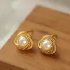 Pendientes de Perla Estilo Francés de Lujo Ligero con Pasador de Plata 925, Pendientes de Alta Gama Electroplateados, Ganchos para Orejas Minimalistas Estilo Coreano