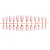Uñas Postizas Doradas con Borde Francés de Venta Caliente Transfronteriza Uñas Postizas Sencillas Uñas Almendra Manicura Brillante de Color Sólido Uñas al por Mayor