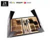 Cubiertos de Acero Inoxidable Transfronterizo de Amazon Cuchillo y Tenedor 1010 Cuchillo, Tenedor y Cuchara de Estilo Occidental Juego de 24 Piezas Cuchillo y Tenedor para Carne Caja de Regalo