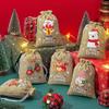 Bolsas de Arpillera Navideñas con Cordón, Exclusivamente para Bolsas de Arpillera Navideñas Transfronterizas, Bolsas de Arpillera con Cordón para Dulces y Regalos, Disponibles para Venta al por Mayor y Personalización