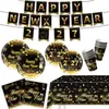 Decoración y vajilla de fiesta navideña temática de Año Nuevo transfronteriza, platos de papel desechables