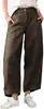 Calça cropped de perna larga elegante e afunilada de cor sólida com botões, nova para o verão, casual, solta, de cintura alta, transfronteiriça europeia e americana