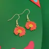 Pendientes de Aro con Margaritas Pequeñas de Moda Transfronteriza Europea y Americana, Pendientes Creativos Dulces de Girasol, Pendientes Sencillos y Versátiles de Venta Caliente