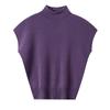 Chaleco de Cuello Alto Medio Cárdigan de Manga Corta para Mujer Nuevo Tejido de Punto Cuello Medio Camiseta Básica 2025 Primavera Suéter Sin Costuras Delgado