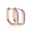 Brincos de zircônia requintados Brincos geométricos ovais em forma de U brincos de aço inoxidável design de nicho feminino brincos elegantes de aço titânio