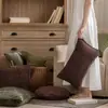 Cojín decorativo estilo madera vintage para sofá, sala de estar, cojín marrón, cojín de cabecera retro americano verde olivo, decoración suave para casa de huéspedes