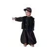 Ropa para Bebé Niños Niñas Estilo Coreano Moda Chaleco de Cuero Pantalones con Estampado de Leopardo Conjunto de Tres Piezas Unisex Primavera Otoño Conjunto Rayado para Niños