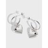 ES057 Brincos de Prata Esterlina S925 Estilo Coreano INS Estilo Frio Simples Bang Bang Bang Brincos de Coração Brincos de Prata Femininos