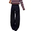 Pantalones vaqueros rectos de talla grande con forro polar para mujer, otoño e invierno, con forma de pera, holgados, de cintura alta, adelgazantes, de pierna ancha