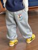 Calça de Moletom Forrada com Lã para Meninos Calça Longa 2025 Nova Outono e Inverno Calças para Bebês e Crianças Estilo Outono e Inverno Roupas Infantis Tendência